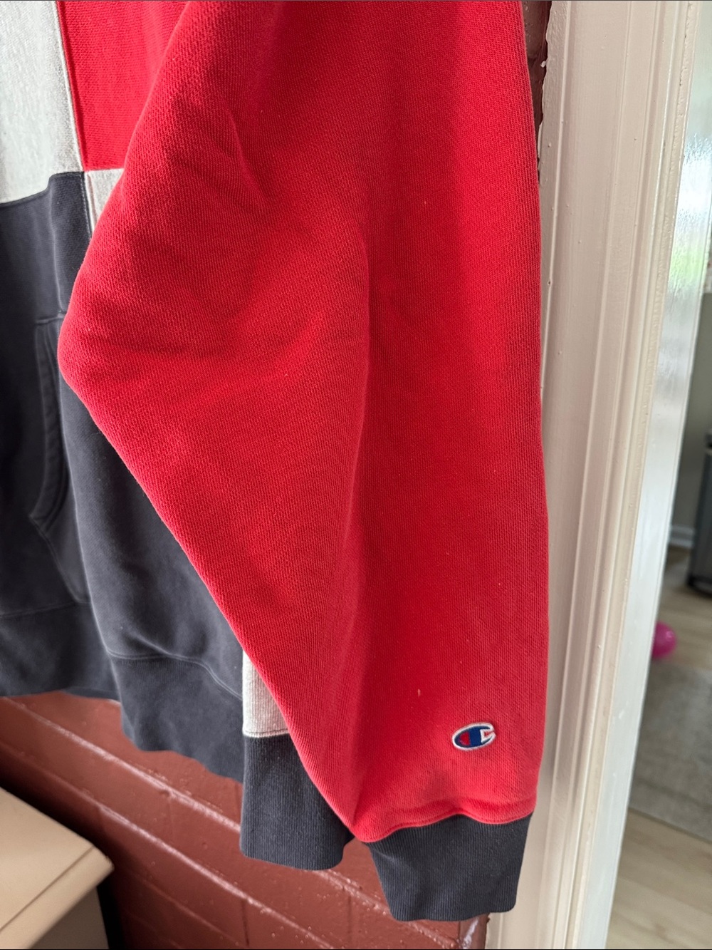 Champion Men’s Colorblock Crewneck Sweatshirt - Red/Gray/Black - Picture 7 of 9